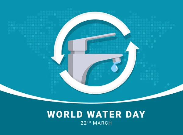 World Water Day Banner Water Drip Water Tap Circle Arrow — Vector de stock
