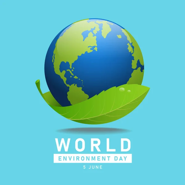 Banner Zum Weltumwelttag Mit Blatt Mit Einem Globus Weltvektordesign — Stockvektor