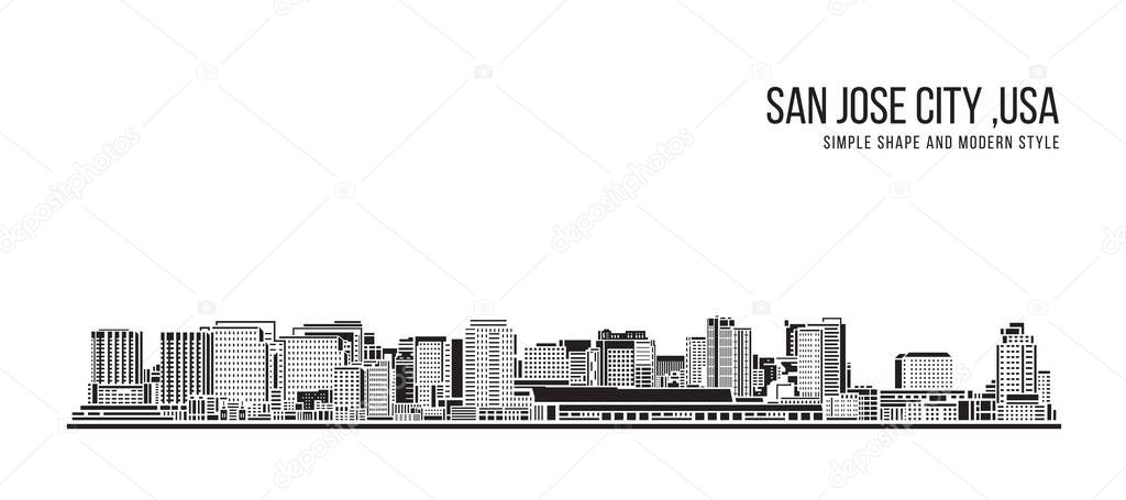 Cityscape Building Abstract Simple shape and modern style art Vector design - San jose city