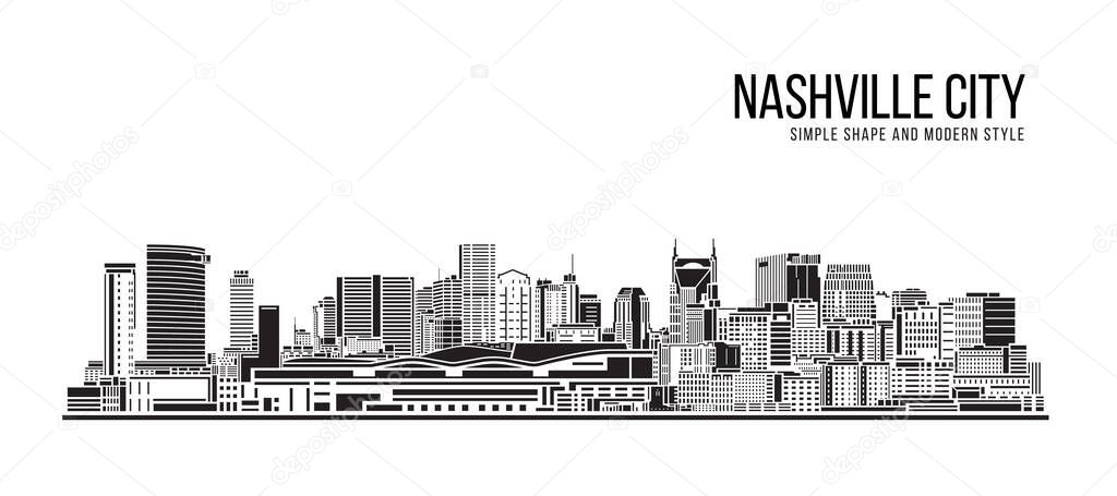 Cityscape Building Abstract Simple shape and modern style art Vector design - Nashville city