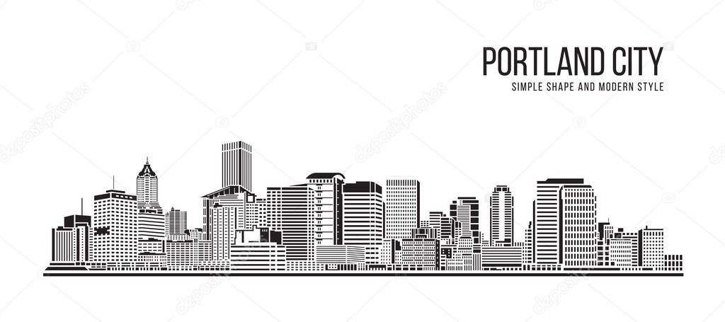 Cityscape Building Abstract Simple shape and modern style art Vector design - Portland city