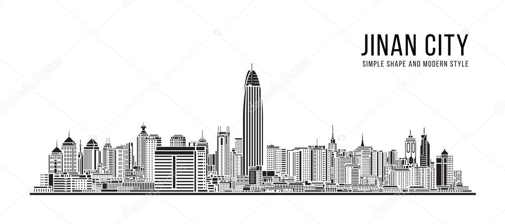 Cityscape Building Abstract Simple shape and modern style art Vector design -  Jinan city