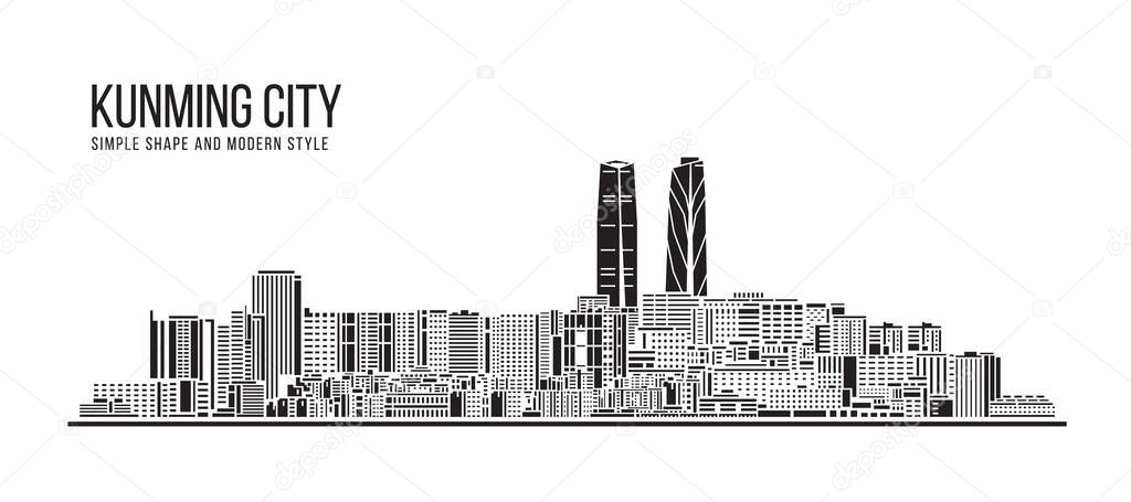 Cityscape Building Abstract Simple shape and modern style art Vector design - Kunming city