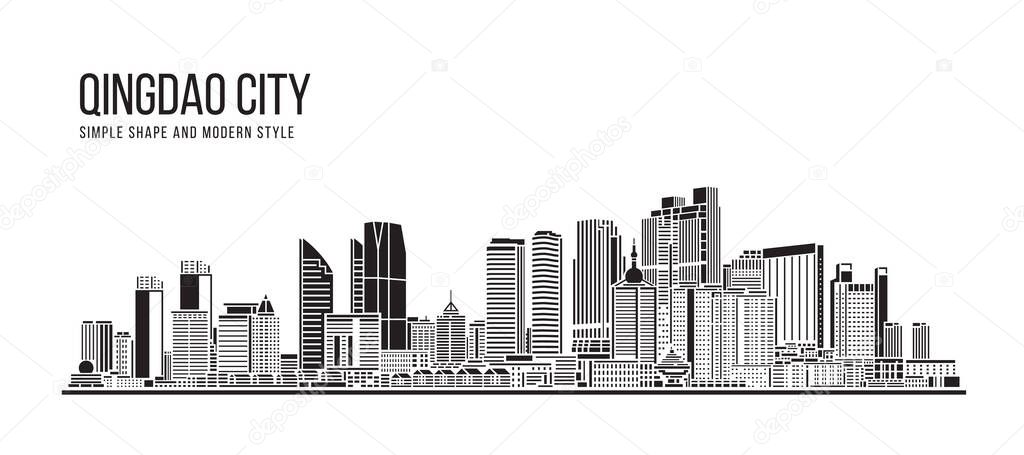 Cityscape Building Abstract Simple shape and modern style art Vector design -  Qingdao city