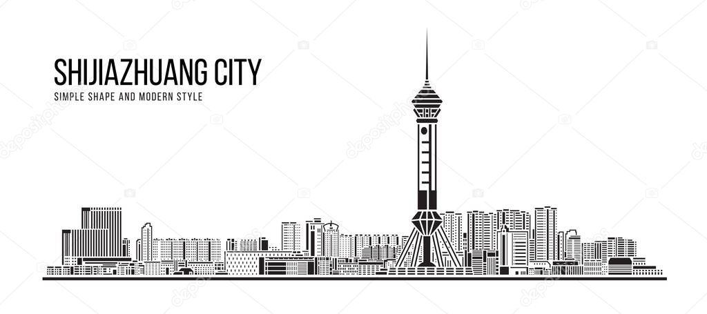 Cityscape Building Abstract Simple shape and modern style art Vector design -  Shijiazhuang city