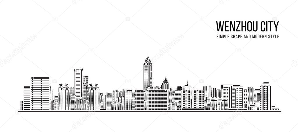 Cityscape Building Abstract Simple shape and modern style art Vector design -  Wenzhou city