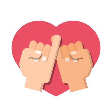 hand pinky  promise on pink heart sign vector design