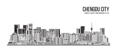 Cityscape Building Abstract Simple shape and modern style art Vector design - Chengdu city