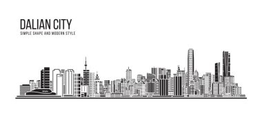 Cityscape Building Abstract Simple shape and modern style art Vector design -   Dalian city