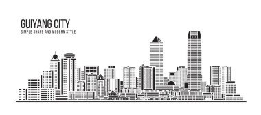Cityscape Building Abstract Simple shape and modern style art Vector design -  Guiyang city clipart