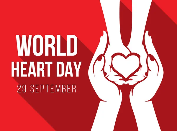 World Heart Day White Adult Child Hands Holding Heart Sign — Vettoriale Stock