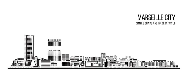 Cityscape Building Abstract Shape Modern Style Art Vector Design Marseille —  Vetores de Stock