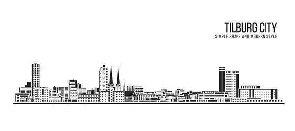 Cityscape Building Abstract Shape Modern Style Art Vector Design Tilburg — Stock Vector