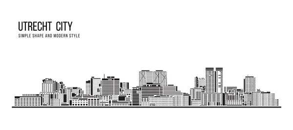 Stadtbild Gebäude Abstrakte Form Und Moderne Kunst Vektordesign Utrecht City — Stockvektor