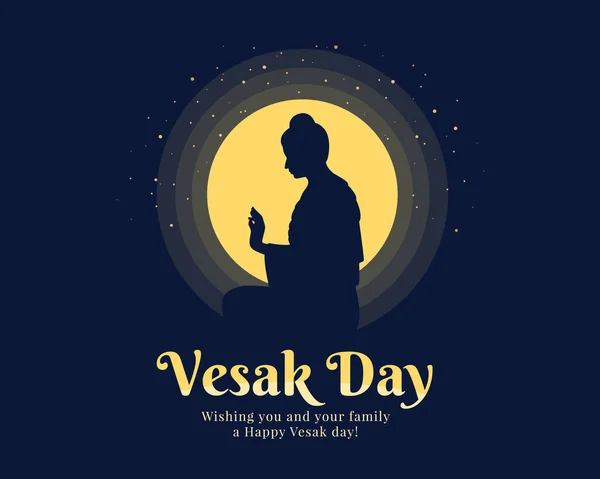 Vesak Day Banner Lord Buddha Raised His Hands Preach Full — Stock Vector