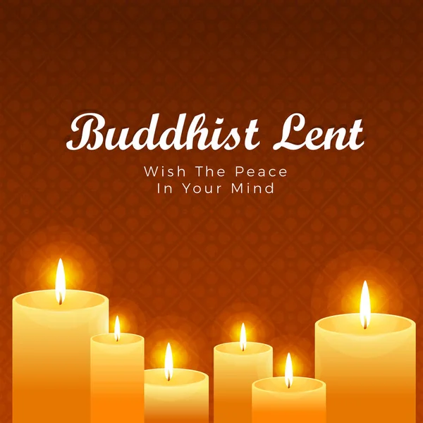 Buddhist Lent Day Yellow Candles Light Brown Flower Cross Texture — Stock Vector
