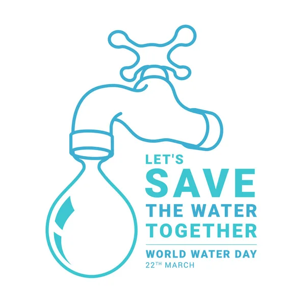 World Water Day Banner Let Water Togetther Slogan Text Tap — Vector de stock