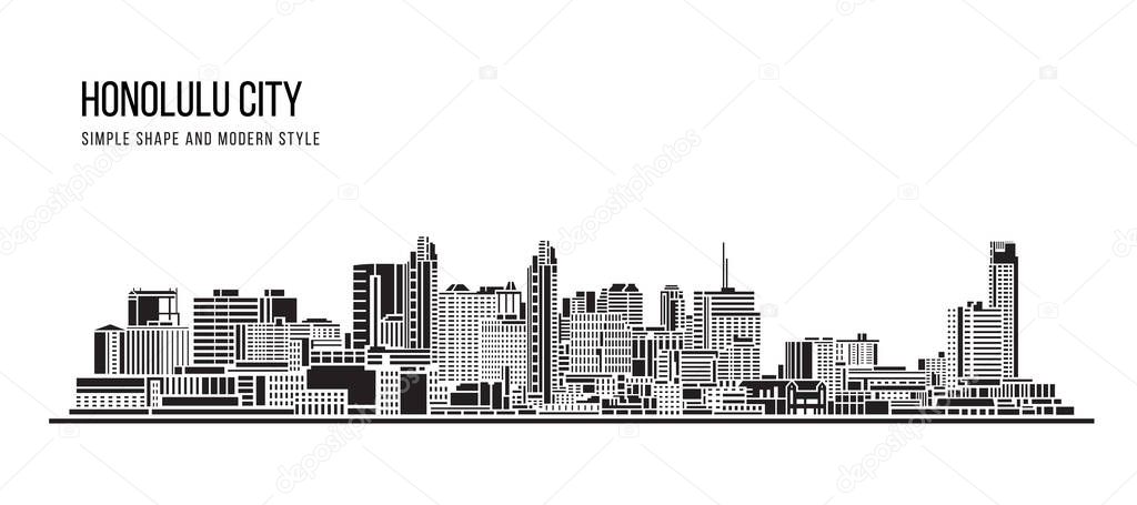 Cityscape Building Abstract Simple shape and modern style art Vector design - Honolulu city