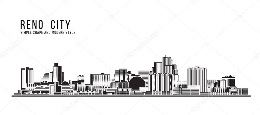 Cityscape Building Abstract Simple shape and modern style art Vector design -  Reno city