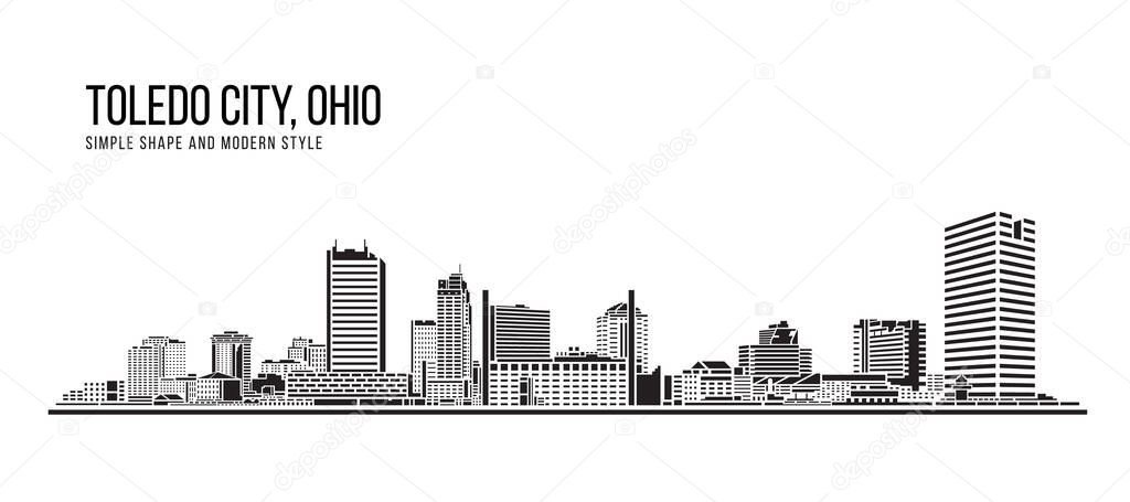 Cityscape Building Abstract Simple shape and modern style art Vector design - Toledo city , Ohio