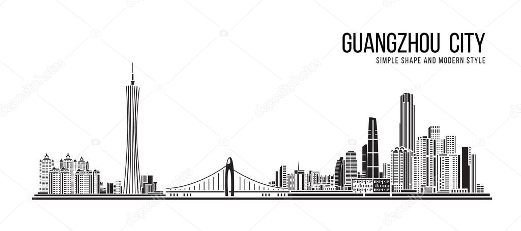 Cityscape Building Abstract Simple shape and modern style art Vector design - Guangzhou city