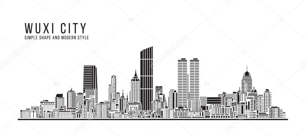 Cityscape Building Abstract Simple shape and modern style art Vector design -  Wuxi city