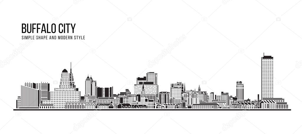 Cityscape Building Abstract Simple shape and modern style art Vector design -  Buffalo city