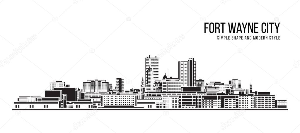 Cityscape Building Abstract Simple shape and modern style art Vector design - Fort Wayne city