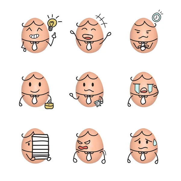 Egg Emoticon Homem Negócios Ação Desenho Animado Bonito Para Desenhar — Fotografia de Stock