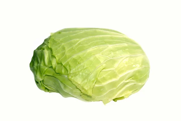 Green Cabbage Cut Isolated White Background — Stock Photo, Image