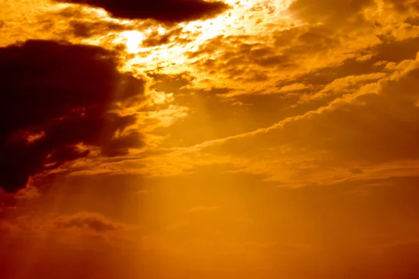 Orangefarbene Sonne Und Wolken Abend — Stockfoto