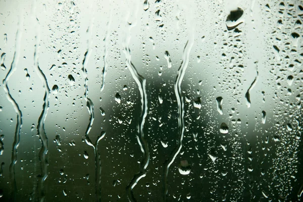 Wasserblasentropfen Regentropfen Auf Glas Und Tropfen Nach Unten — Stockfoto