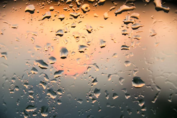 Gota Bolha Água Gota Chuva Vidro Gotejamento Para Baixo — Fotografia de Stock