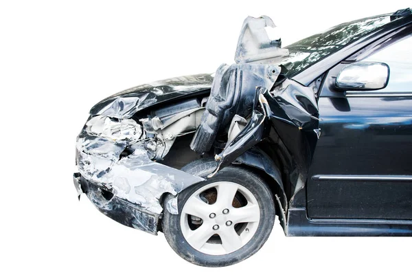 Black Car Car Hit Accident Isolate White Background — Stock Photo, Image