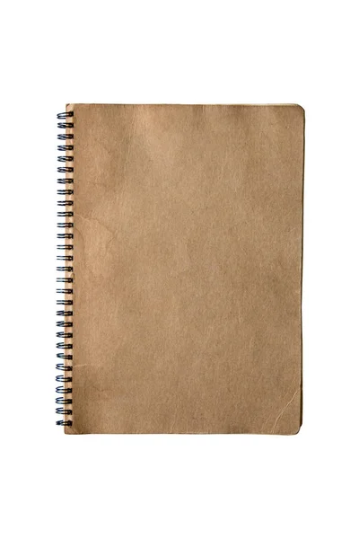Vintege Old Notepad Brown Cover Isolate White Background — Stock Photo, Image