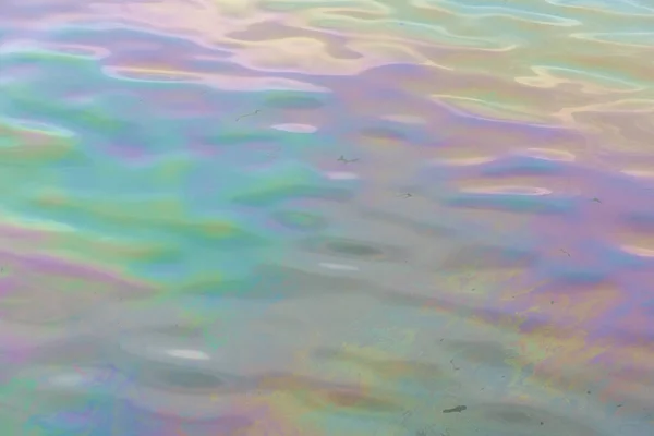 Manchas Óleo Superfície Água Textura Abstrata Fundo — Fotografia de Stock