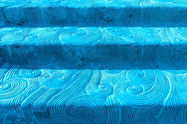 Blaue Wasserkurve Wellenmuster Zement Schritt Boden Art Stil — Stockfoto