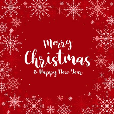 Mutlu Noeller pankartı - kırmızı arkaplan tasarımı üzerinde soyut kar çizgisi işareti olan beyaz kırmızı çerçeve