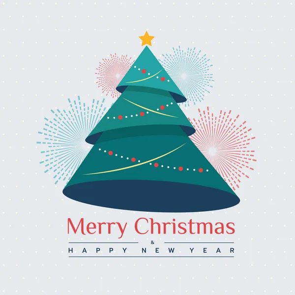 Buon Natale Felice Anno Nuovo Banner Card Con Albero Natale — Vettoriale Stock