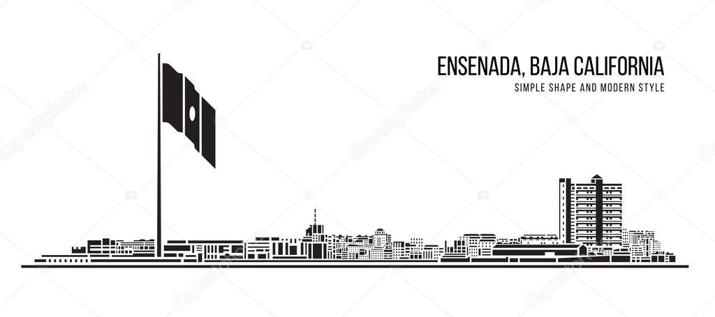 Cityscape Building Abstract Simple shape and modern style art Vector design - Ensenada city, Baja California