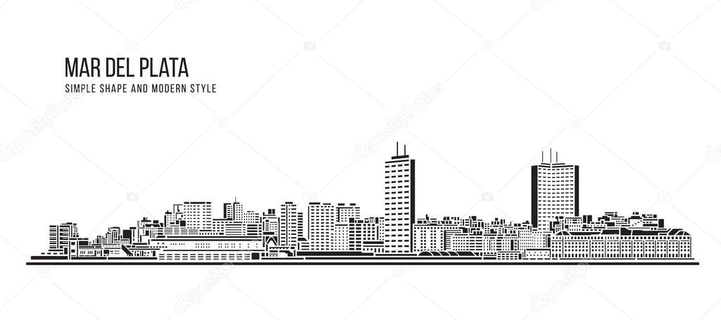Cityscape Building Abstract Simple shape and modern style art Vector design - Mar Del Plata city