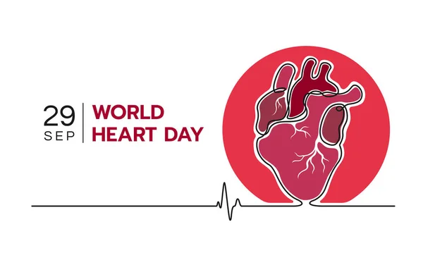 Dia Coração Mundial Abstrato Uma Linha Desenho Sinal Coração Humano —  Vetores de Stock