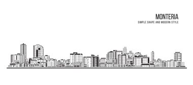 Şehir Binası Soyut Basit şekil ve modern tarz sanat vektörü tasarımı - Monteria