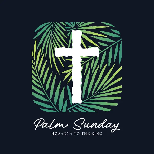 Palmiye Pazarı - Soyut yeşil palmiye yaprakları doku vektör tasarımı ile yuvarlak kare şekilli soyut beyaz haç işareti