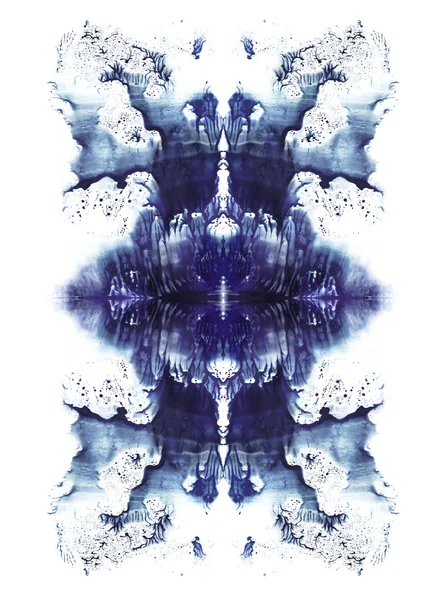 Kaarten van inkblot Rorschachtest. Blauwe aquarel symmetrische blotch. Abstract schilderij. — Stockfoto