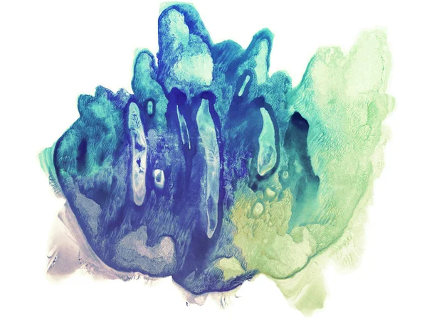 Blue, cyan and yellow watercolor blotch. Abstract painting. — Stock Photo, Image