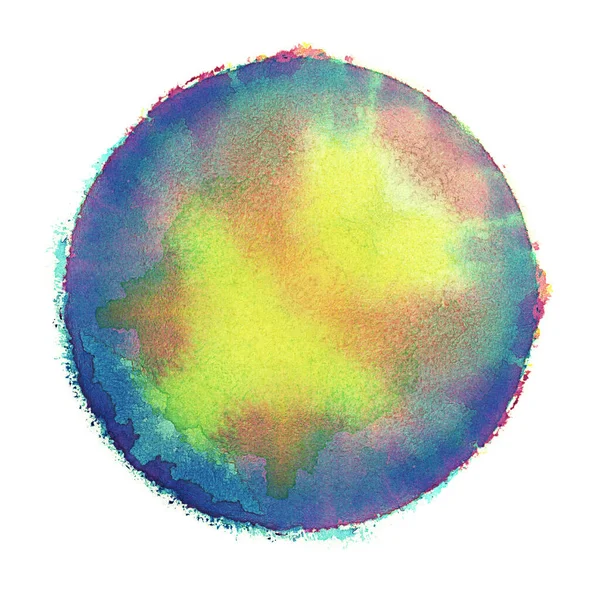 Colorful Watercolor Sphere Abstract Painting Blue Violet Purple Green Paint — Stock Photo, Image