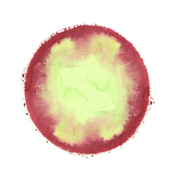 Watercolor Sphere Abstract Symmetric Painting Pale Green Red Paint Blank — Stock Photo, Image