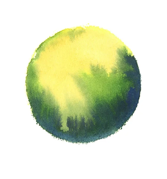 Colorful Watercolor Sphere Abstract Painting Blue Green Yellow Paint Blank — Stock Photo, Image