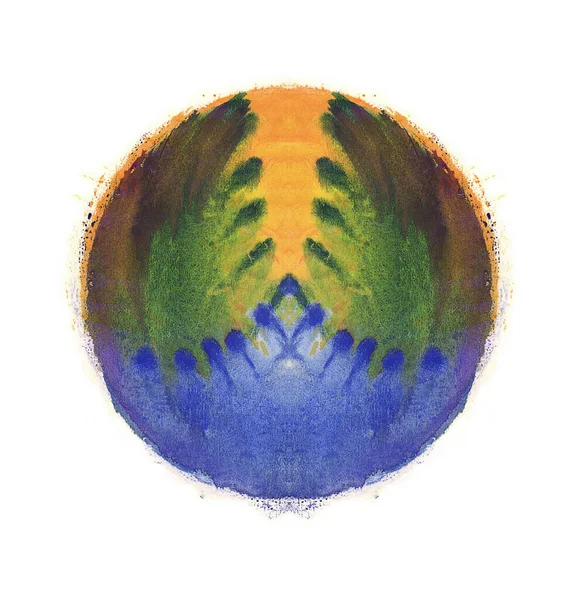 Colorful Watercolor Sphere Abstract Painting Blue Green Yellow Orange Paint — Stock Photo, Image